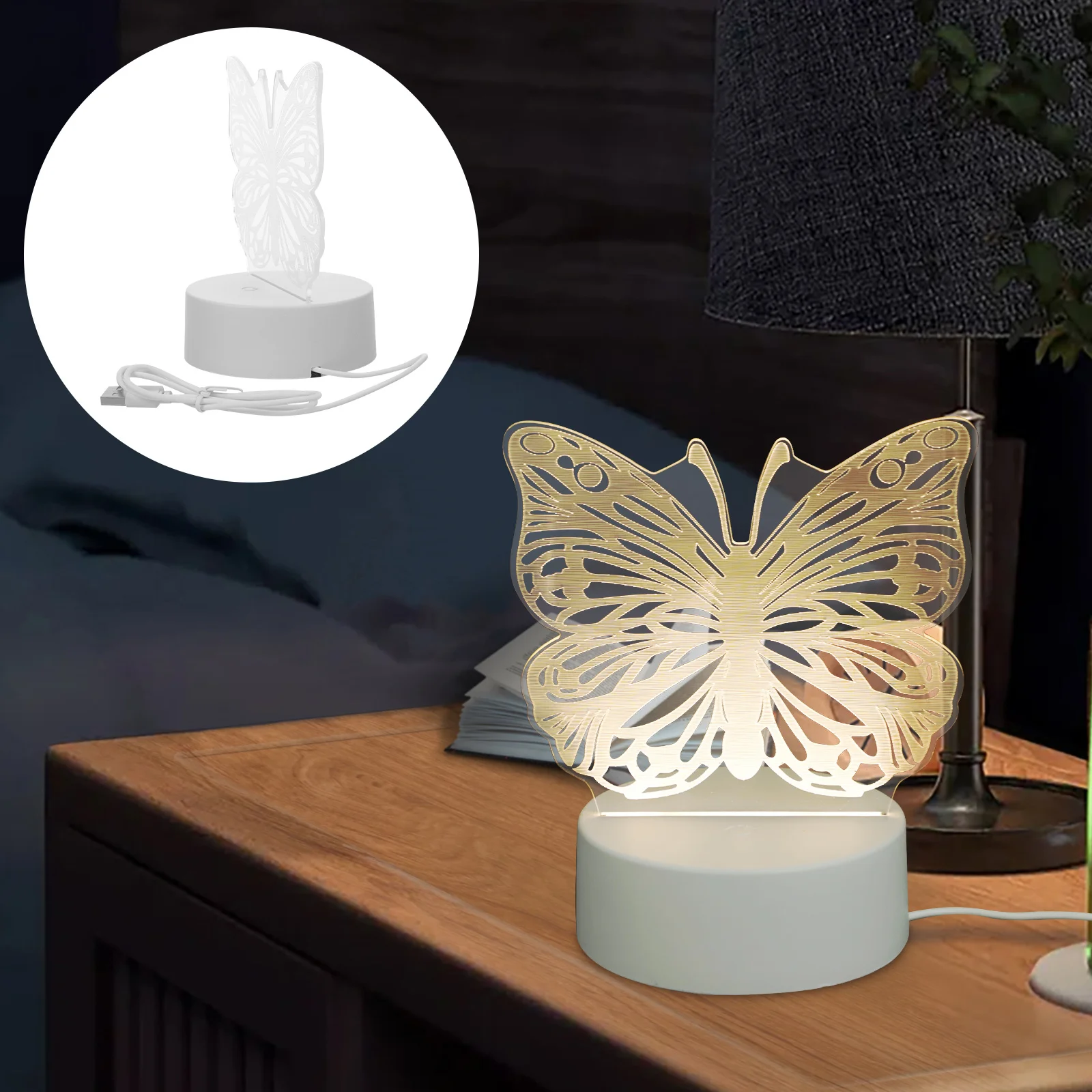 

Butterfly Night Light Led Acrylic Lamp Creative Table Decor For Bedroom Room Home Cafe Bar Party Cool Visualization
