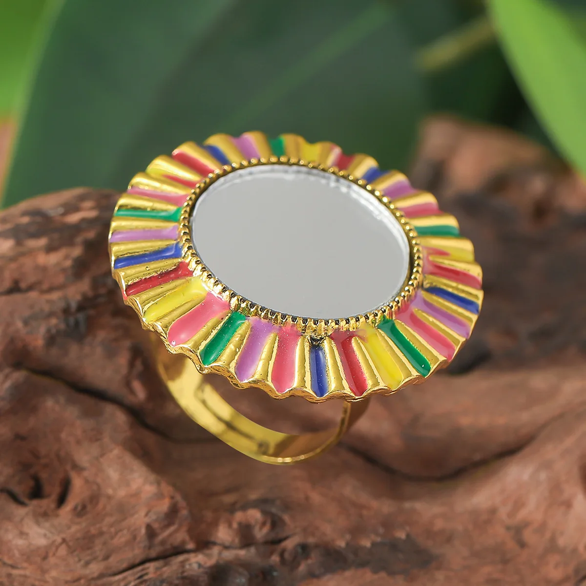 New Personality Rainbow Mirror Rings for Women Girl Punk Cool Dance Party Midi Finger Ring Anillos Party Jewelry Gift