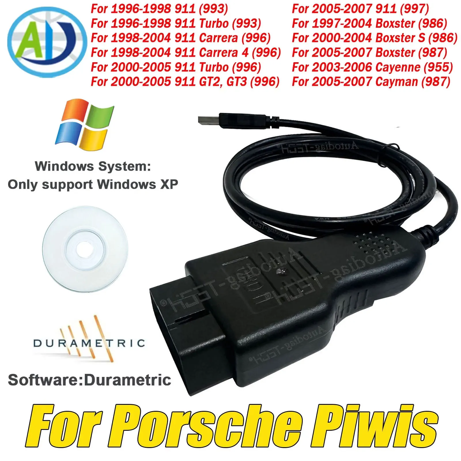 

Для Porsche Piwis, совместимый с Windows XP, промышленное программное обеспечение, кабель сканера OBDII, автомобильный кабель ECU OBD2, диагностический инструмент