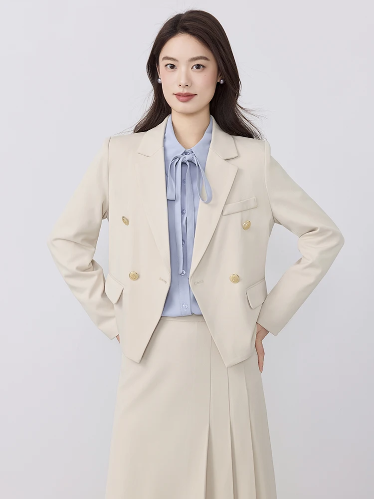 Women's Professional Suit Set for Job Interviews Spring Autumn Commute Light Weight Career Style Button Pocket Design