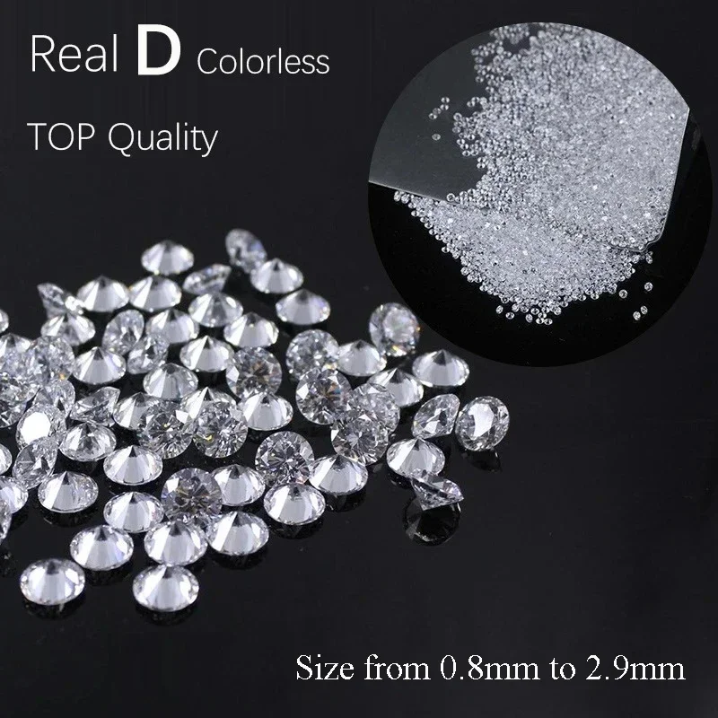 Piedras sueltas de moissanita, tamaños pequeños, 1,0 CT/paquete, Color D superior Real VVS1, 0,8mm-3,0mm, piedras preciosas de moissanita aprobadas con diamante probado