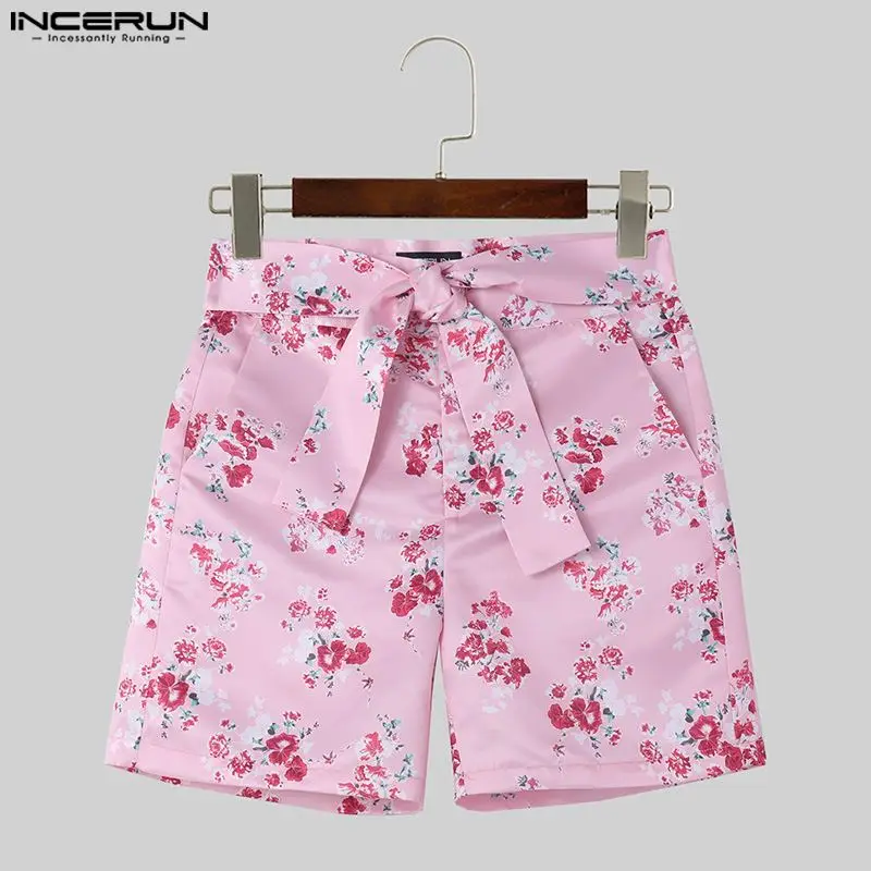 Men Shorts Floral Printing Lace Up Loose Summer 2024 Streetwear Casual Men Bottoms Fashion Vacation Leisure Shorts S-5XL INCERUN