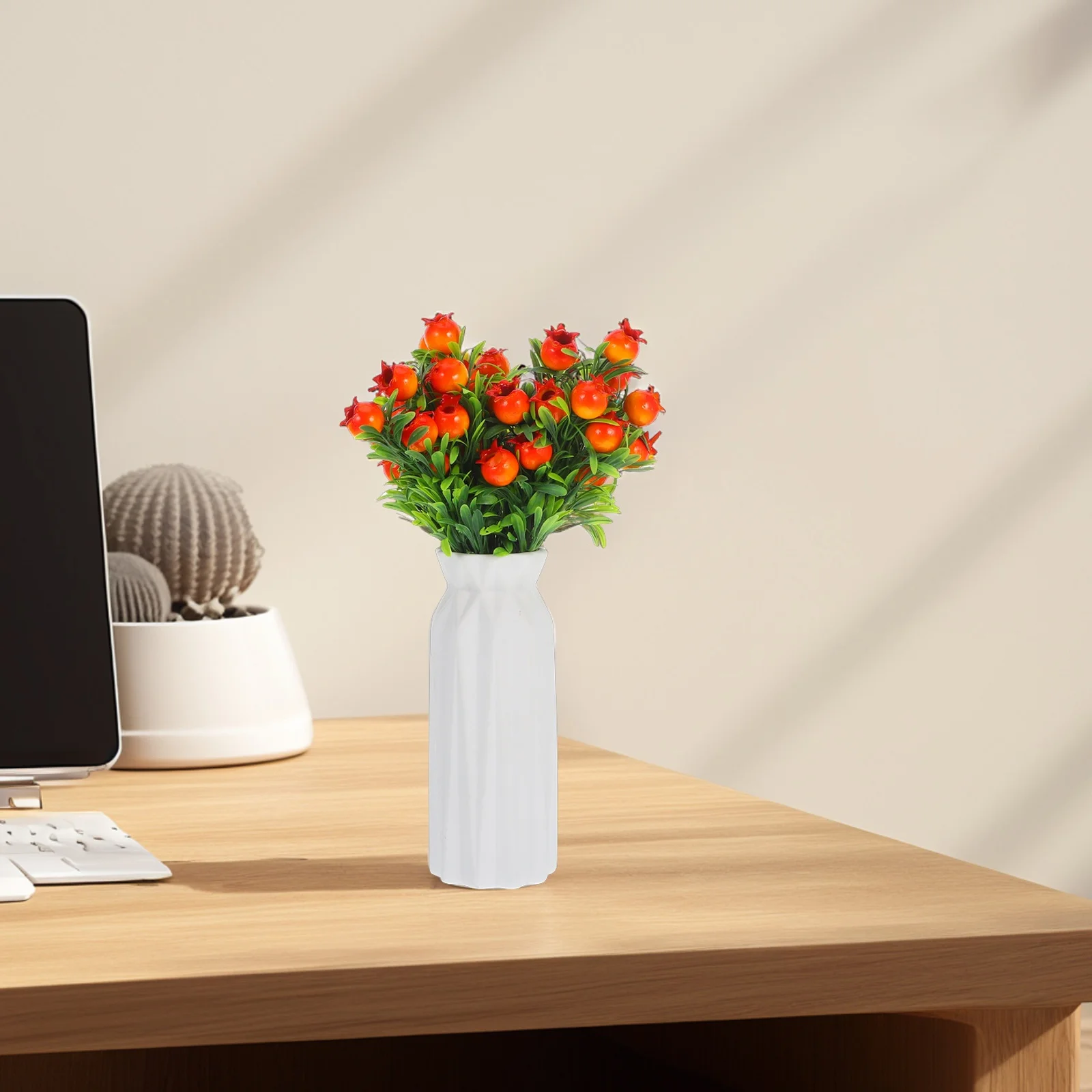 

3Pcs Faux Pomegranate Branches Realistic Pomegranate Stems for Home Decor Vase Floral Arrangements Party Table Decorations