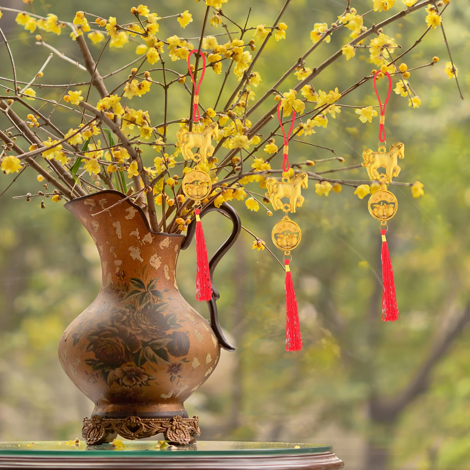 

6Pcs Chinese New Year Charms Spring Festival Decorations Traditional Elegance Vibrant Colors Longlasting Ornament Set