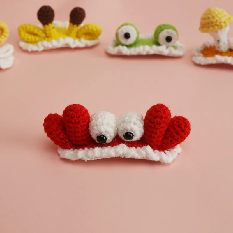 Handwoven Cartoon Animal Hair Clips for Girls Colorful Cotton Giraffe Ear Frog Hairpins Children Funny Headwear