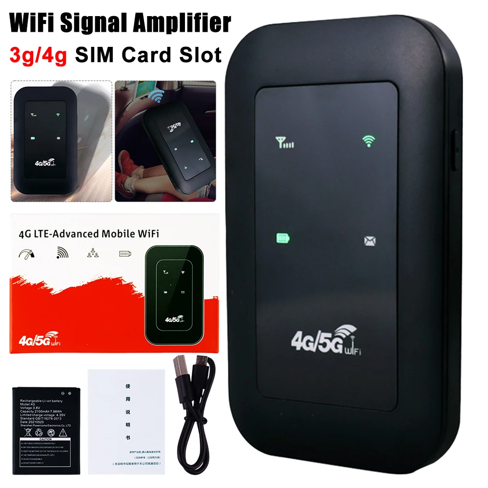 Repetidor wi-fi portátil 4g lte, amplificador de sinal, adaptador expansor de rede, 150mbps, slot para cartão sim, extensor de modem dongle