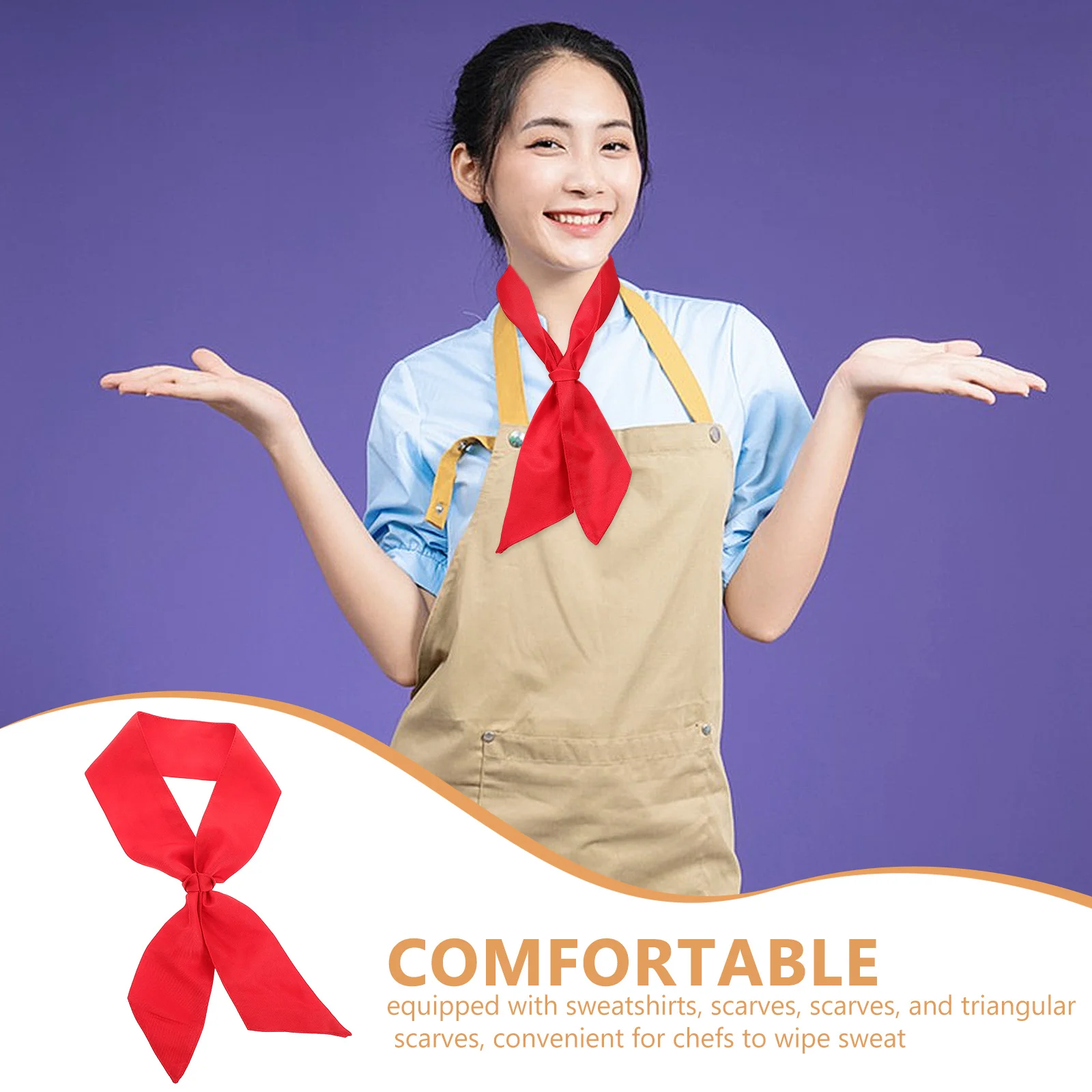 Red Chef Scarf Cotton Neckerchief Breathable Comfortable Tie for Men Women Kitchen Staff Bbq Cooking Chef Outfit Women