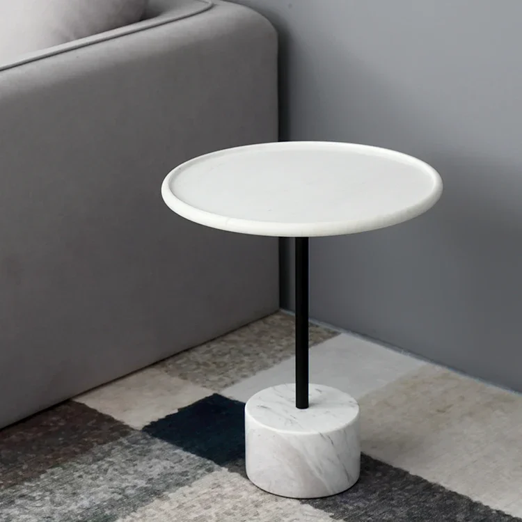 Nordic Modern Metal Iron Living Room Simple and Creative Natural Marble Wholesale Round Customizable Side Table