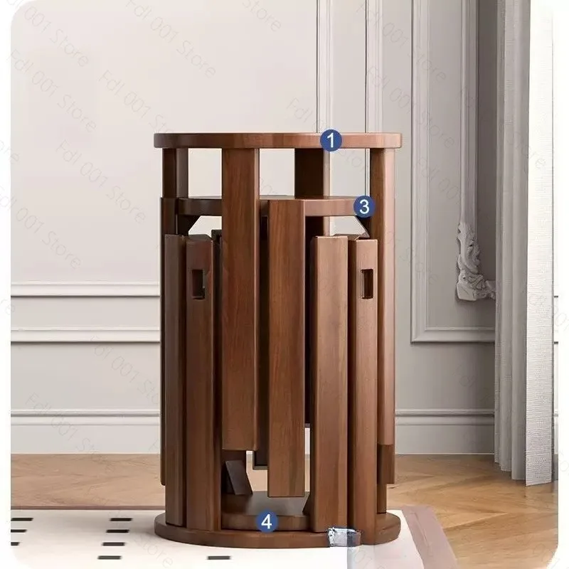 Stackable Stool, Wooden New Chinese-style Stackable Stool, Solid Wood Round Stool, Dining and Coffee Table for Household Use