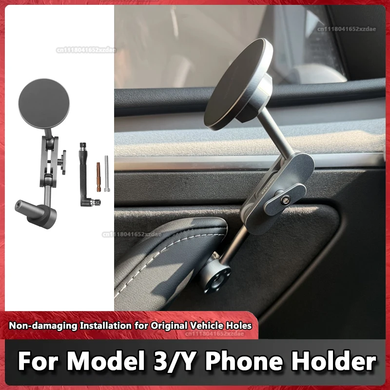 Suporte magnético para telemóvel, para Tesla Model 3 Highland e Model Y, com fixação na borda da porta, acessório para carro que garante estabilidade 