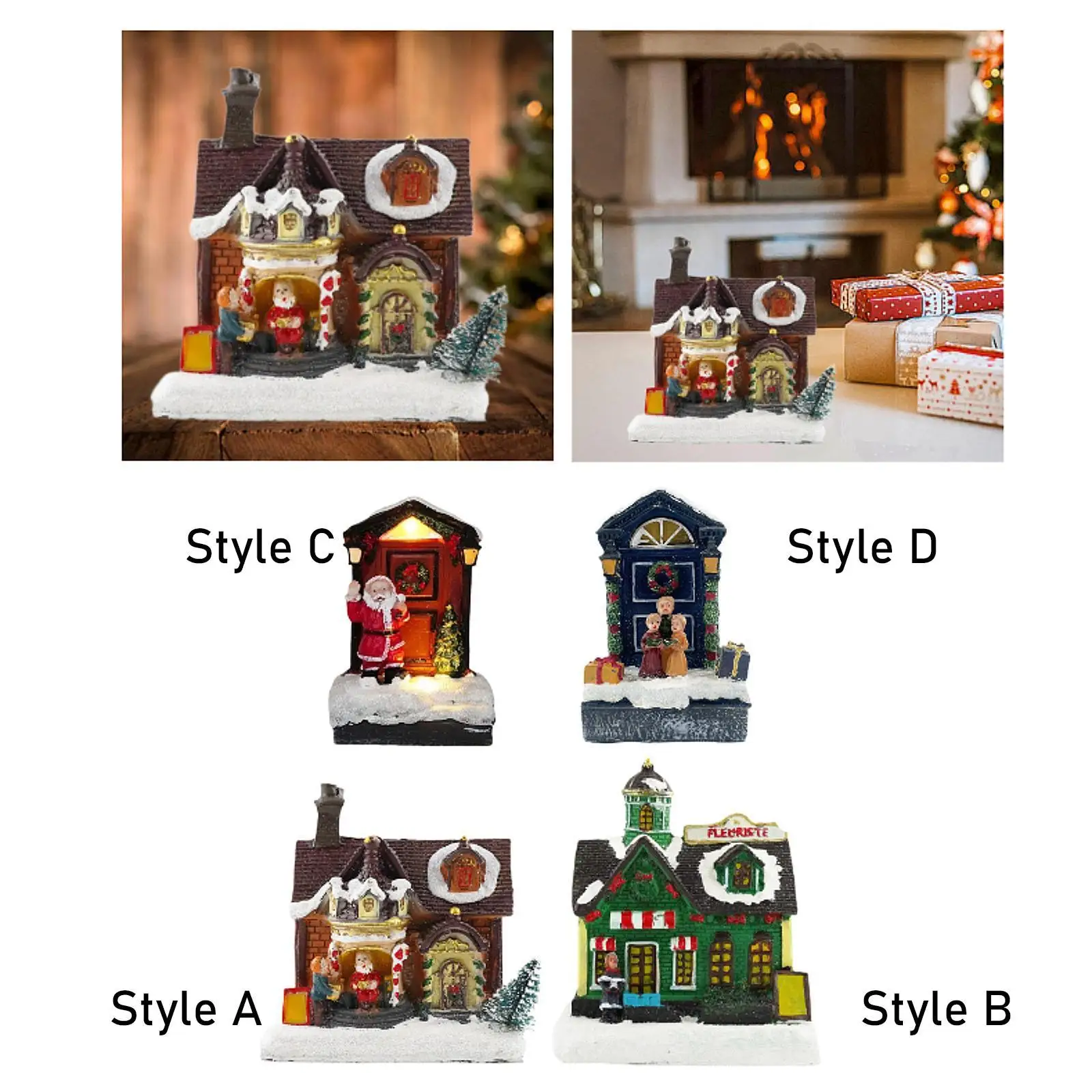 Lighted up Christmas Village House Xmas Ornament for Party Supply Livingroom