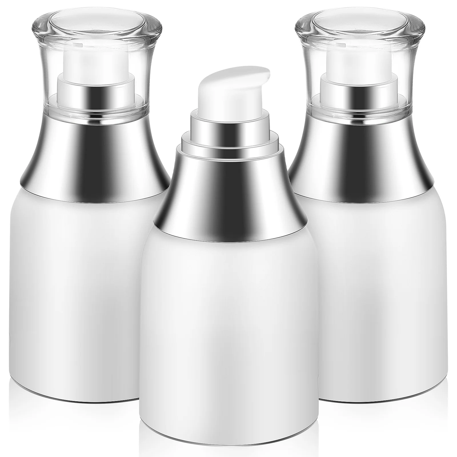 3Pcs Airless Pump Vacuum Bottles Acrylic Dispenser Container for Lotion Foundation Cream Travel Refillable Empty