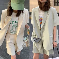 Short Blazer Suits Set of Two Fashion Pieces for Women 2 Piece Outfits 2024 Trend Korean Style Cheap Womens Matching Sets Summer