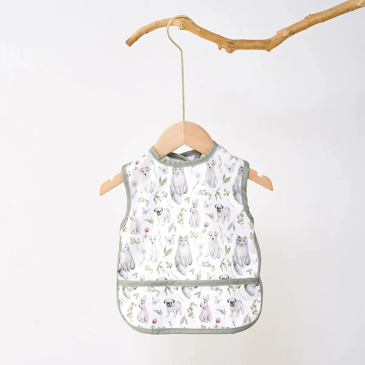 Waterproof Bib With Cute Printing Sleeveless Art Smock Feeding Bib Apron For Kids Accessories 0-3 Years