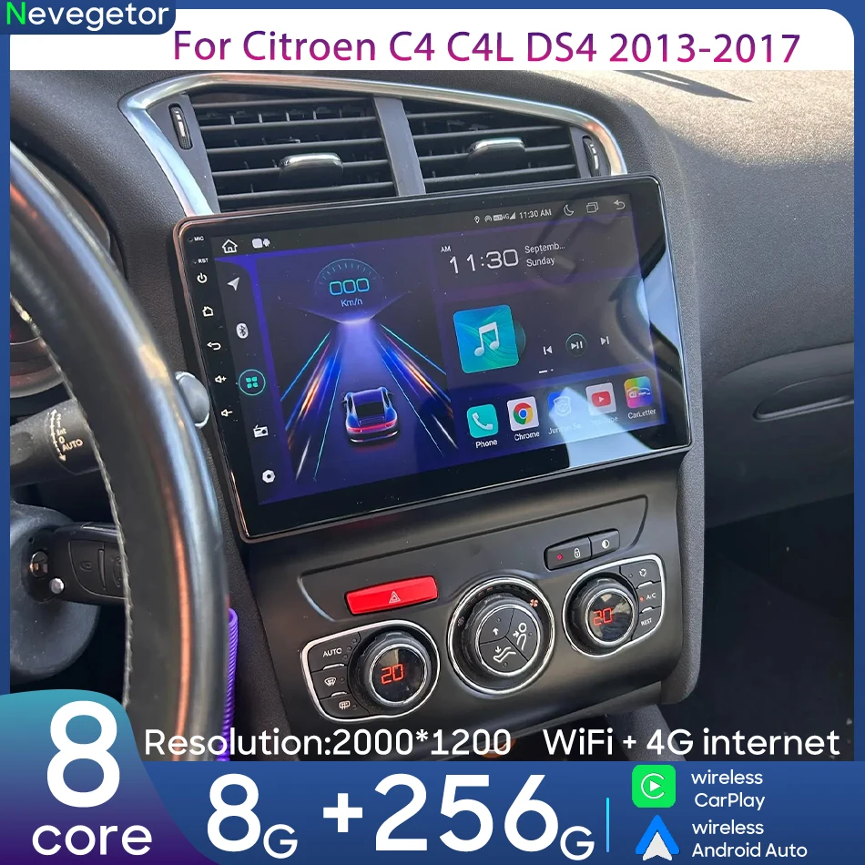 

For Citroen C4 C4L DS4 2013 - 2017 Car Multimedia Player Radio Video Player Navigation Wireless CarPlay GPS Android Stereo Auto