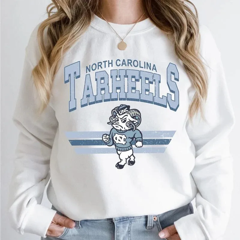 

Осенне-зимний свитшот с круглым вырезом и принтом Северной Каролины Tar Heels, 100% хлопок, для расписания UNC Supporters