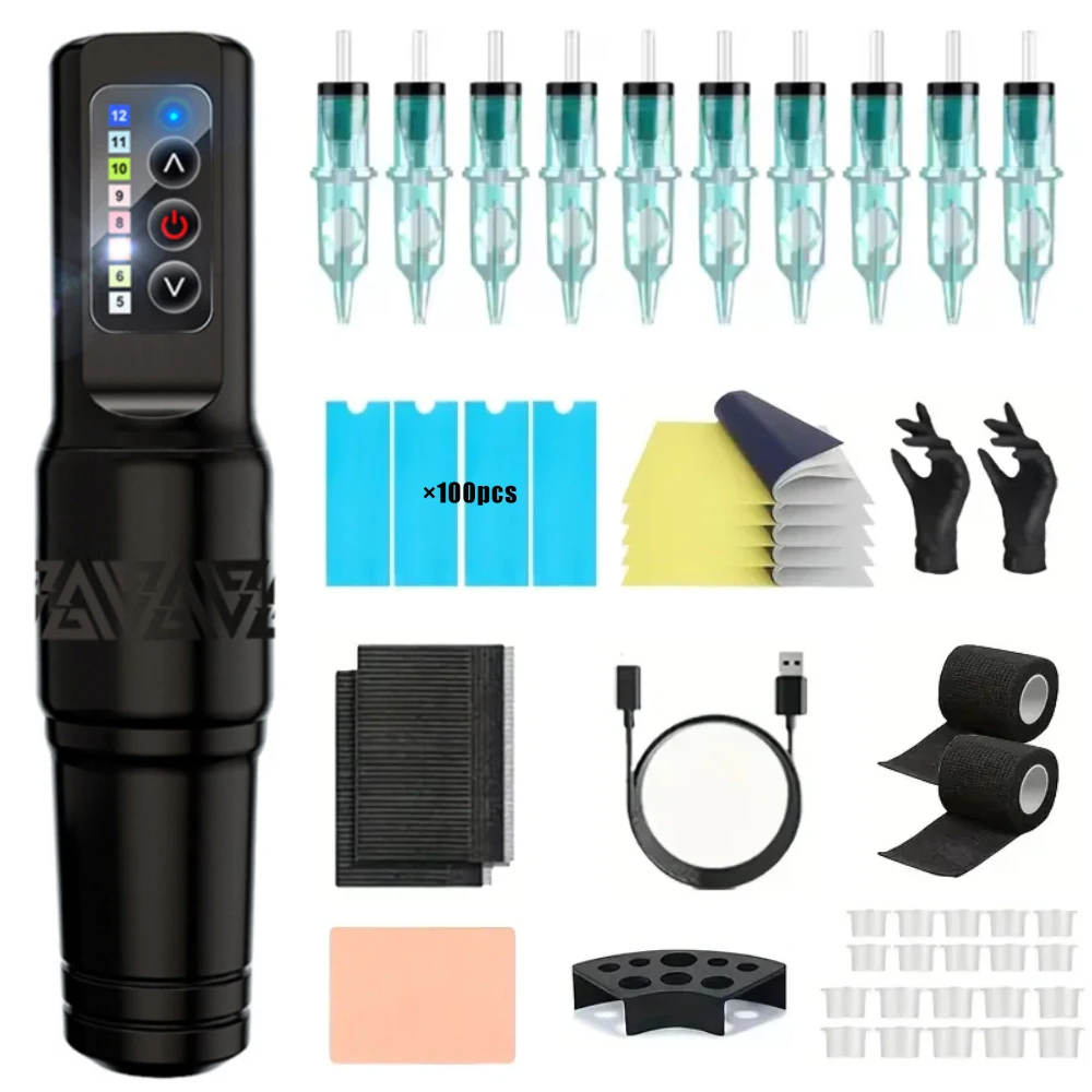 

Tattoo Gun Kit Wireless Tattoo Machine Kit, Pen-type Tattoo Kit Complete with 3RL Tattoo Needle for Tattoo Artist Beginners