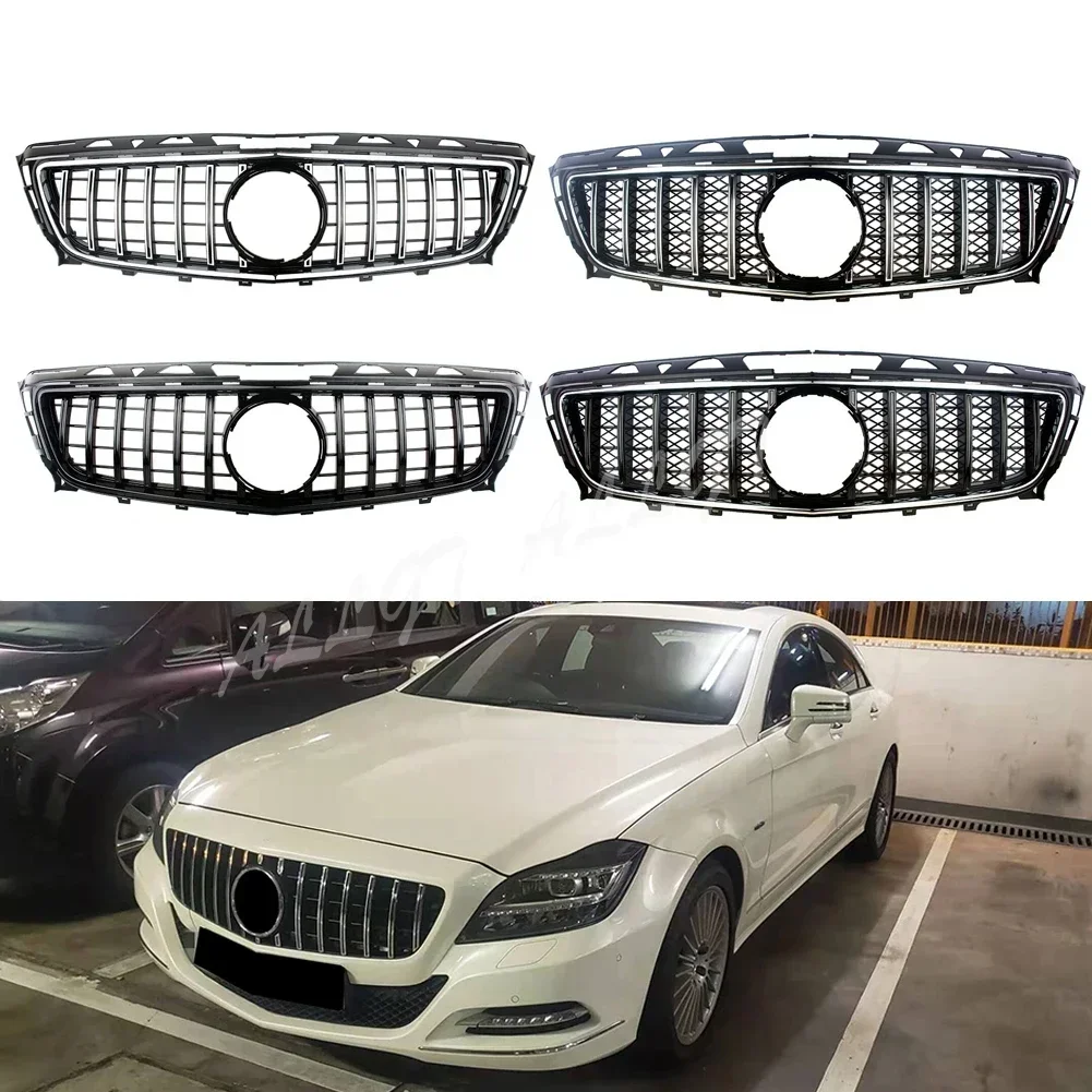 Front Racing Billet Bumper Grille Upper Cover For Mercedes-Benz For Mercedes-Benz W218 CLS Class 2011 2012 2013 2014 GTR