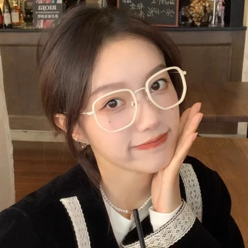 Óculos Femininos de Armação Quadrada Grande, Estilo Ins, Transparentes, para Leitura, Alta Definição, Anti Luz Azul, para Computador