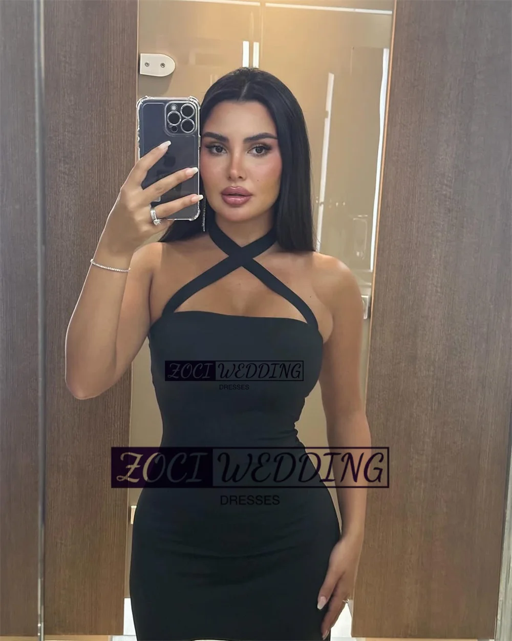 Zoci Sexy Halter Black Mermaid Prom Dresses Criss Cross Sleeveless Formal Prom Gown Customized vestidos de gala Prom Party Dress