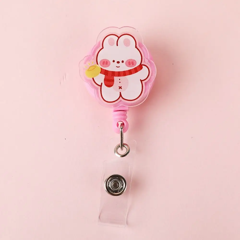 

Easy To Pull Badge Holder Clips Name Card Exhibition Enfermera Retractable Badge Reel Cute Colors Acrylic ID Card Holder