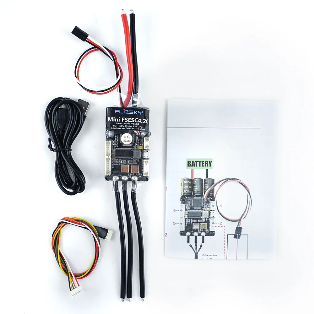 Electric Speed Controller For Skateboard Mini Fsesc4.20 50a Base On Vesc® 4.12 With Aluminum Anodized Heat Sink 12s Esc