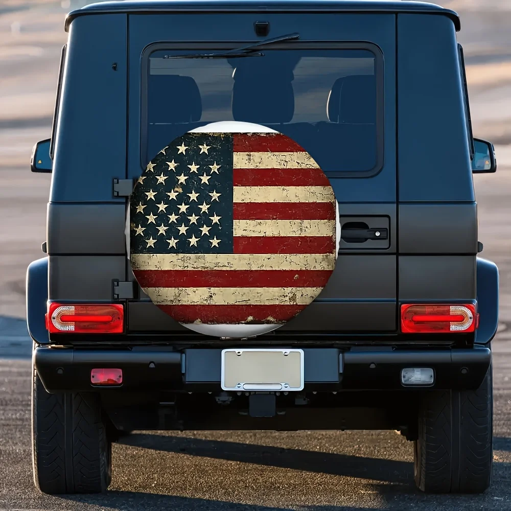 1개, 아메리칸 플래그 디자인의 야외용 타이어 커버 - 기계 세탁 가능 원단, 전기 필요 없음, 완벽한 차량용