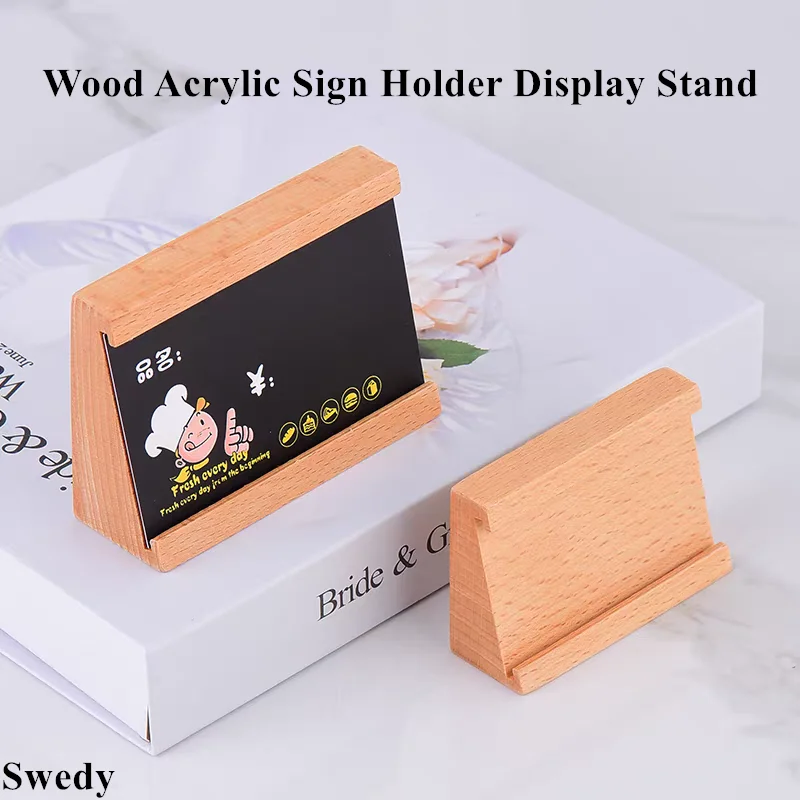 70x40mm Wood Products Name Price Label Card Tags Slant Table Acrylic Sign Holder Display Stand Menu Price Label Holder