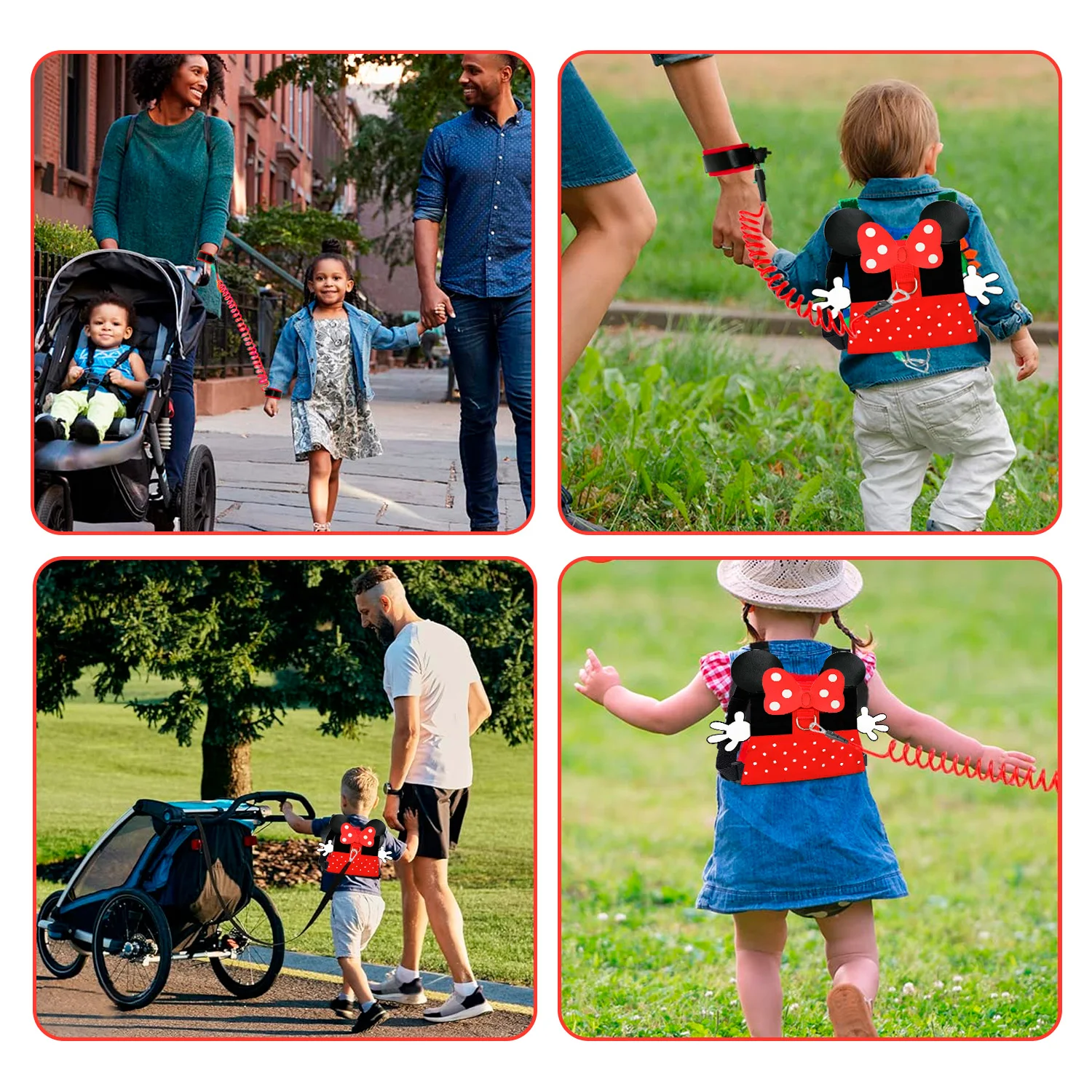 حزام مقود الأطفال الصغار، مجموعة 3 في 1 من المقاود للأطفال الصغار - مقود أطفال بطول 2 مترًا للأطفال الصغار ومقود معصم للأطفال