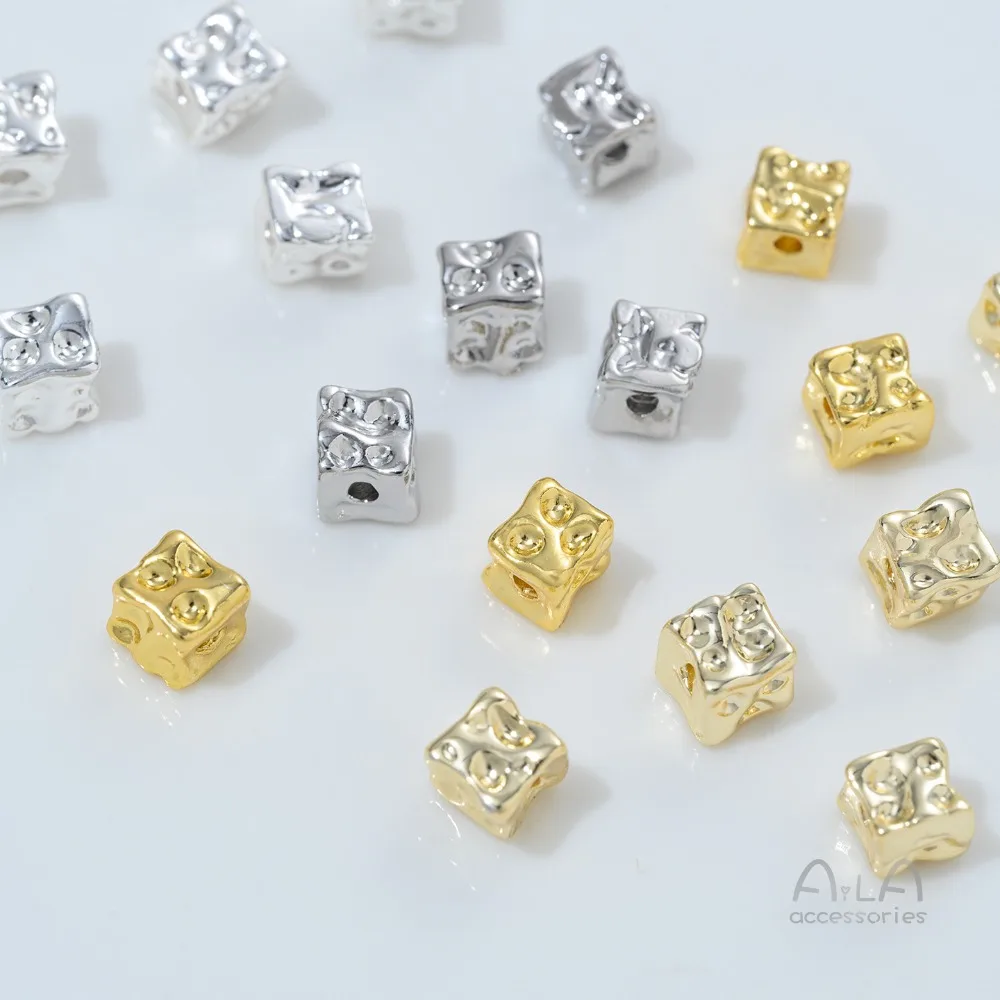 

Copper Beads 18K Gold Color Square Cheese Body Beads Loose Beads Handmade DIY Crystal Beaded Bracelets Necklace Accessories