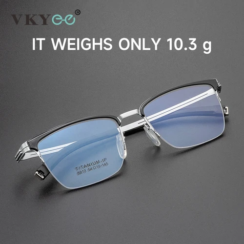 Imagen 2 del producto VICKY, nuevas gafas de lectura ultraligeras con montura de titanio para negocios, gafas de lectura semisin montura para hombres, miopía graduada personalizada C8813T