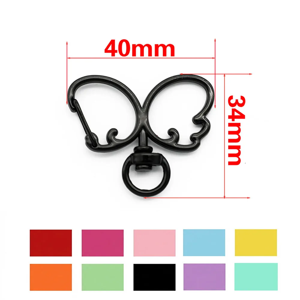5Pieces Butterfly Shape Swivel Lobster Clasps Colorful Metal Snap Hooks Keychains Connectors for DIY Jewelry Making Accessories