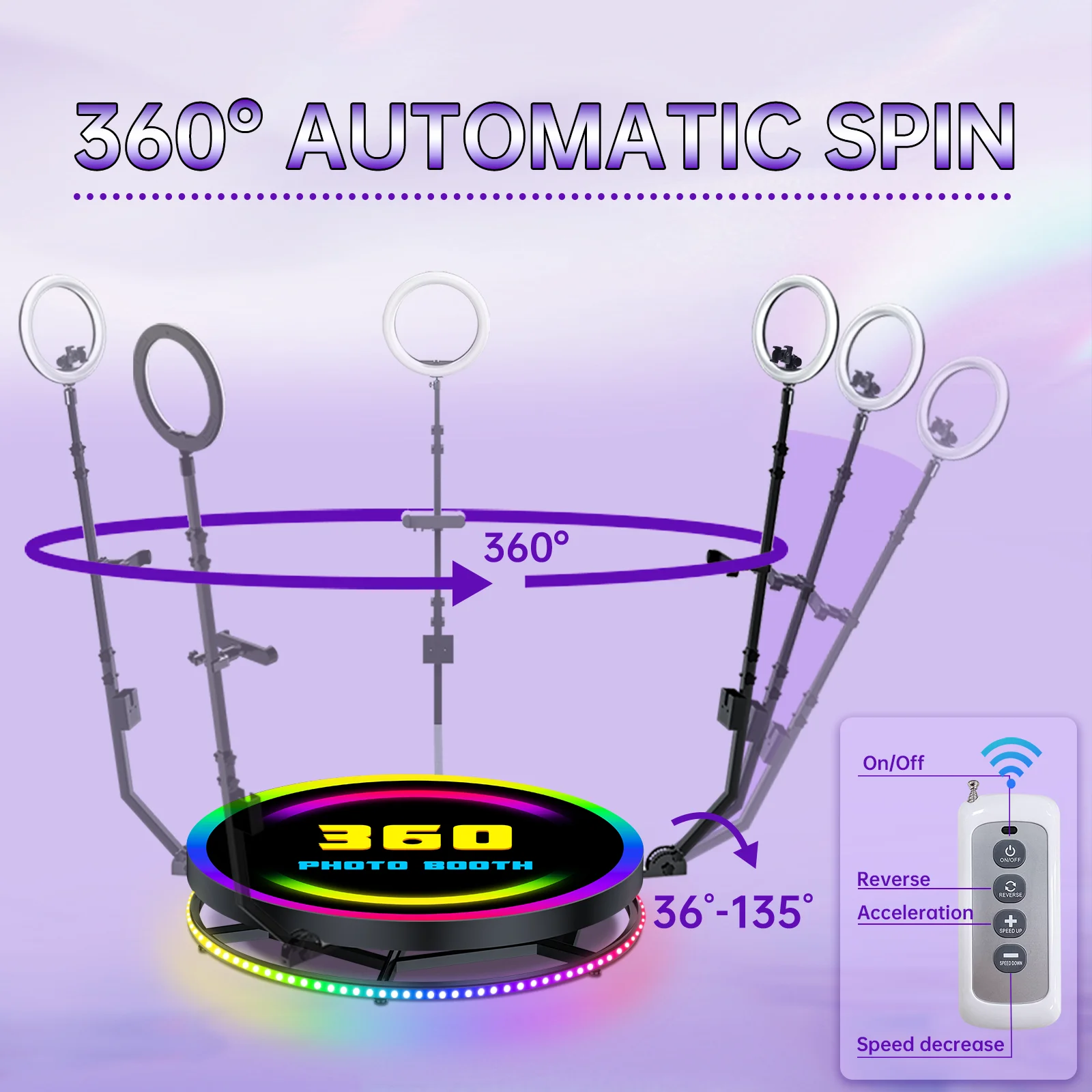 360 Photo Booth Free Custom Logo Portable Automatic 360 Video Booth Machine with Flight Case for Party Events Wedding