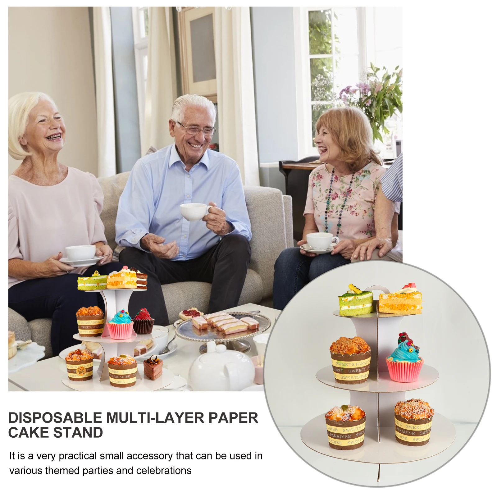 

2Pcs Paper Stand Multi-layer Fruits Display Rack Snack Storage Dessert Cupcake Cake Display Stand Eco-friendly Kitchen Bar