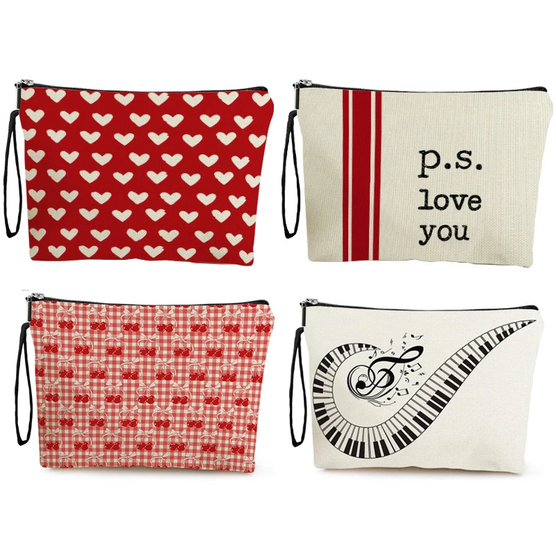 

Romantic Makeup Bag for Lipsicks & Brushes- Women's Cosmetic Pouch Cute Portable Travel Toiletry Bag Valentine Gift for Her