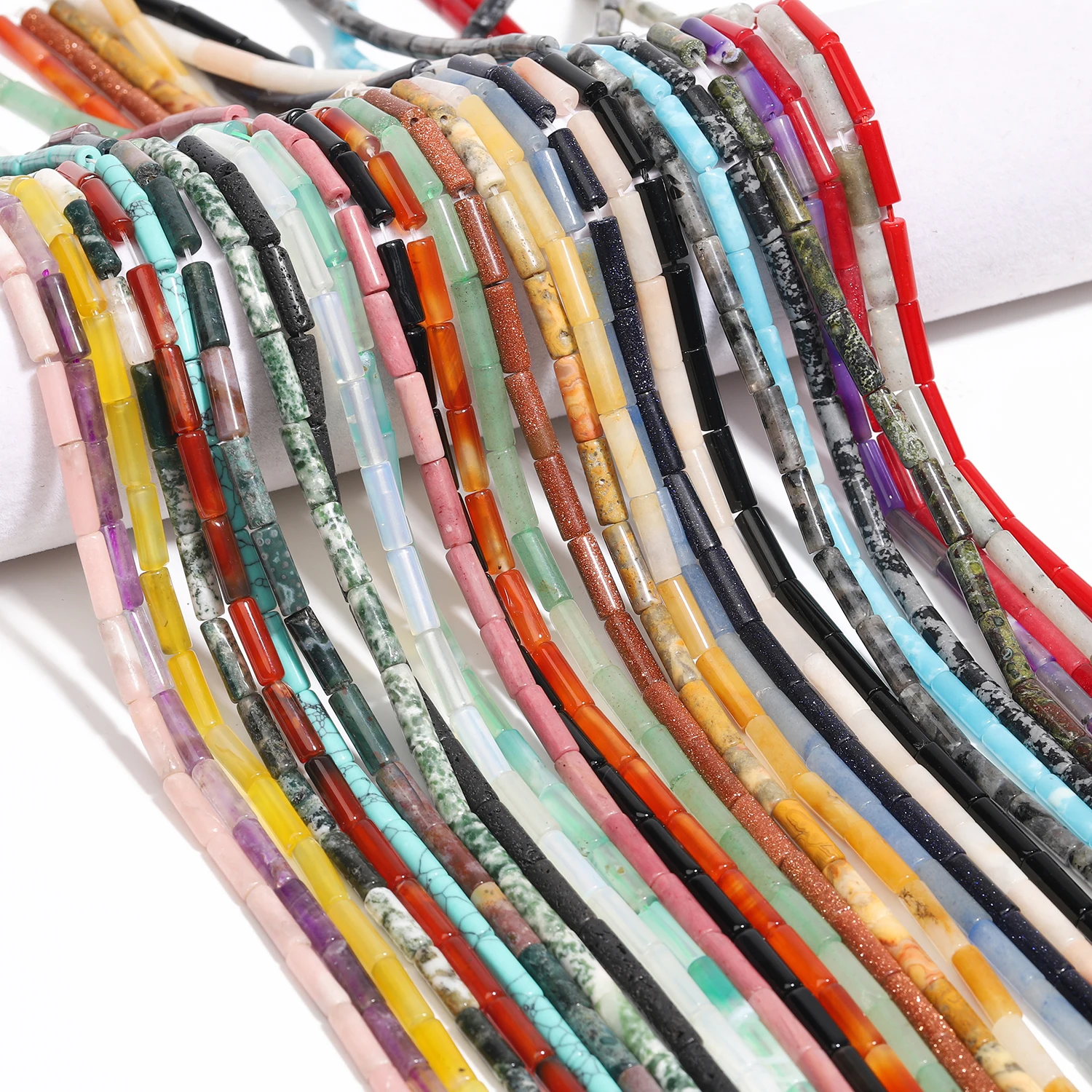 

13x4mm 30pcs Natural Stone Agate Labradorite Jasper Tube Loose Spacer Beads For Jewelry Making DIY Charm Bracelet Necklace Craft