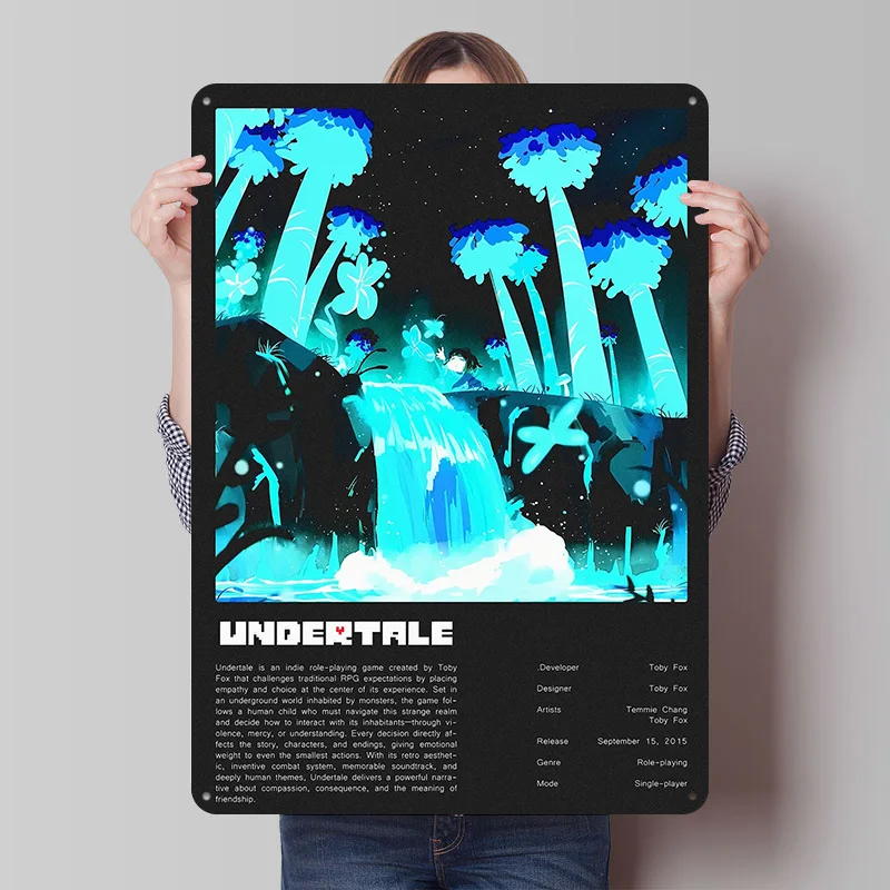 Undertale Game Druckposter, personalisierte Retro-Wandkunst, Vintage-Metallschilder für Männerhöhle, Badezimmer-Dekoration, Bürodekoration, Gaming