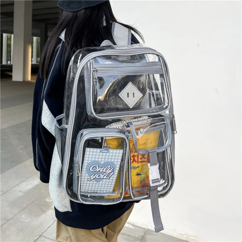 Jelly Bag, Transparent Waterproof Backpack, Computer Bag, Large Capacity Student Backpack