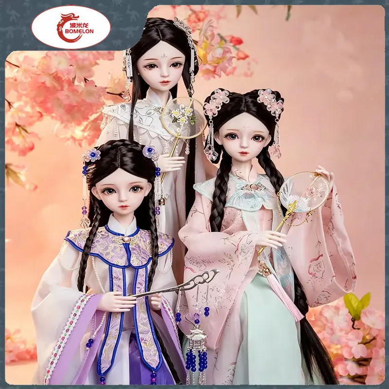 

New Handmade 1/3 Bjd Female Doll Large 60cm Ancient Chinese Hanfu Girl Ball Jointed Doll Full Set Collection Toys Gift for Girls