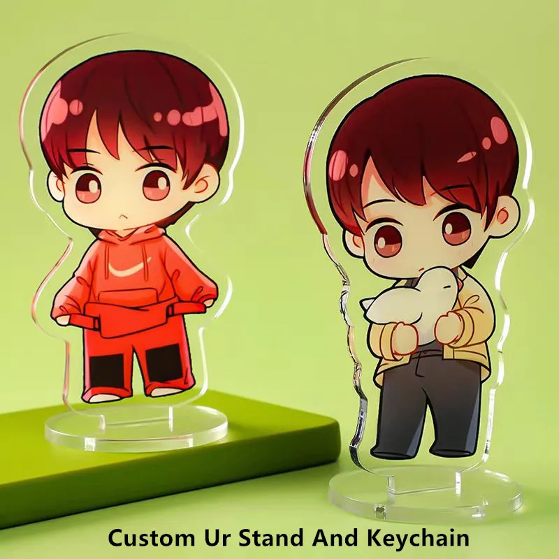 

Wholesale Custom Acrylic Desktop Stand Cute Anime Cartoon Figures Photo Standing Desk Standee Fashion Clear Keychain Pendant