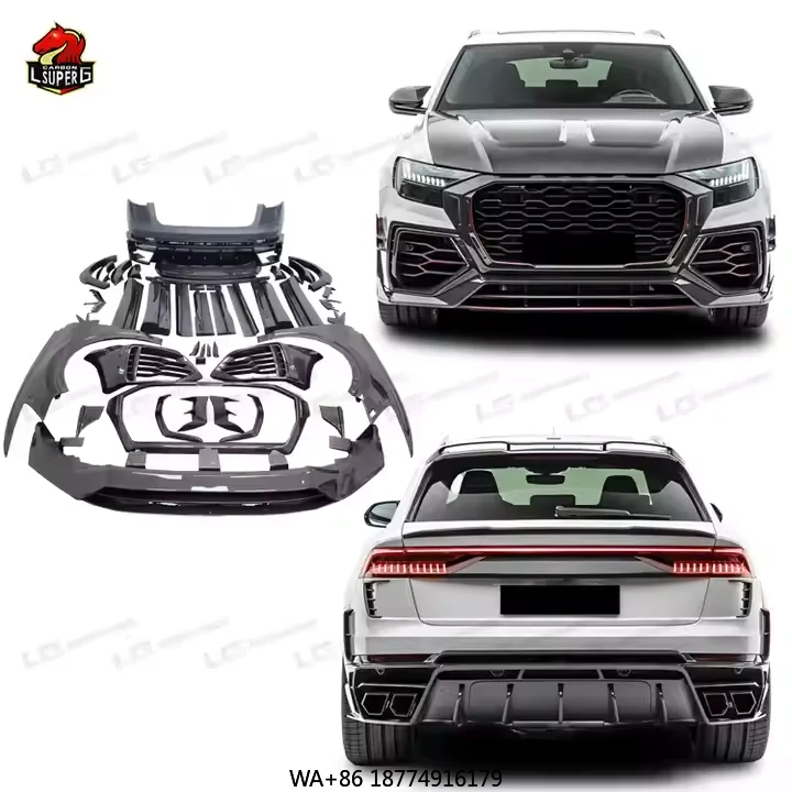 

Полный комплект кузова для обновления RSQ8 до заднего бампера в стиле M, крыло, передняя губа, боковые юбки, сухое углеродное волокно