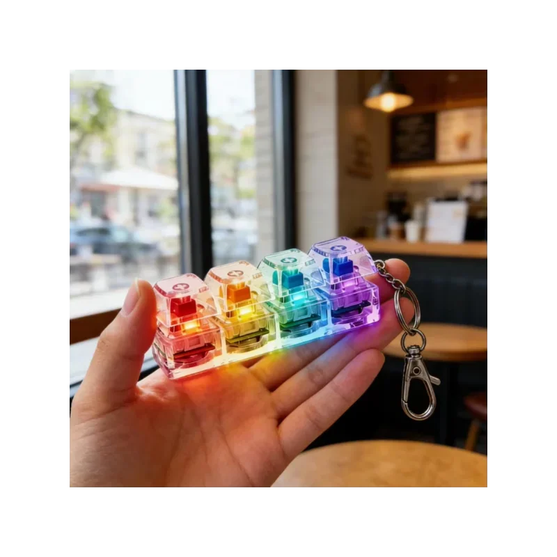 4 Original LED Key Chains of Various Styles, Stress-proof Toys, Adult Portable Desktop Accessories