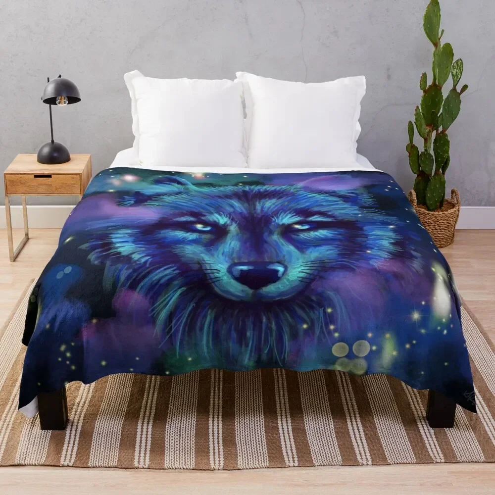 

Astral Wolf Throw Blanket Soft Big Sofa Quilt Cute Plaid Soft Plaid Blankets