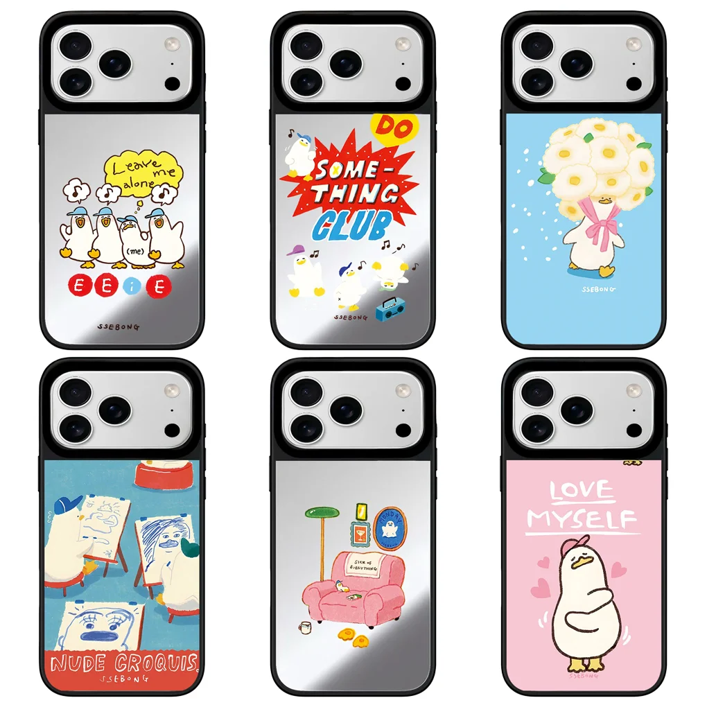 

Duck Club Mirror Surface Phone Cover for IPhone 12 13 14 15 16 17 Pro Max Case for IPhone 17 Air