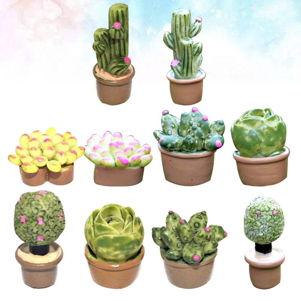 

10Pcs Micro Landscape Succulent Plant Pot Plastic Garden Simulated Plant Natural Look Home Shelf Office Decor Micro Succulent