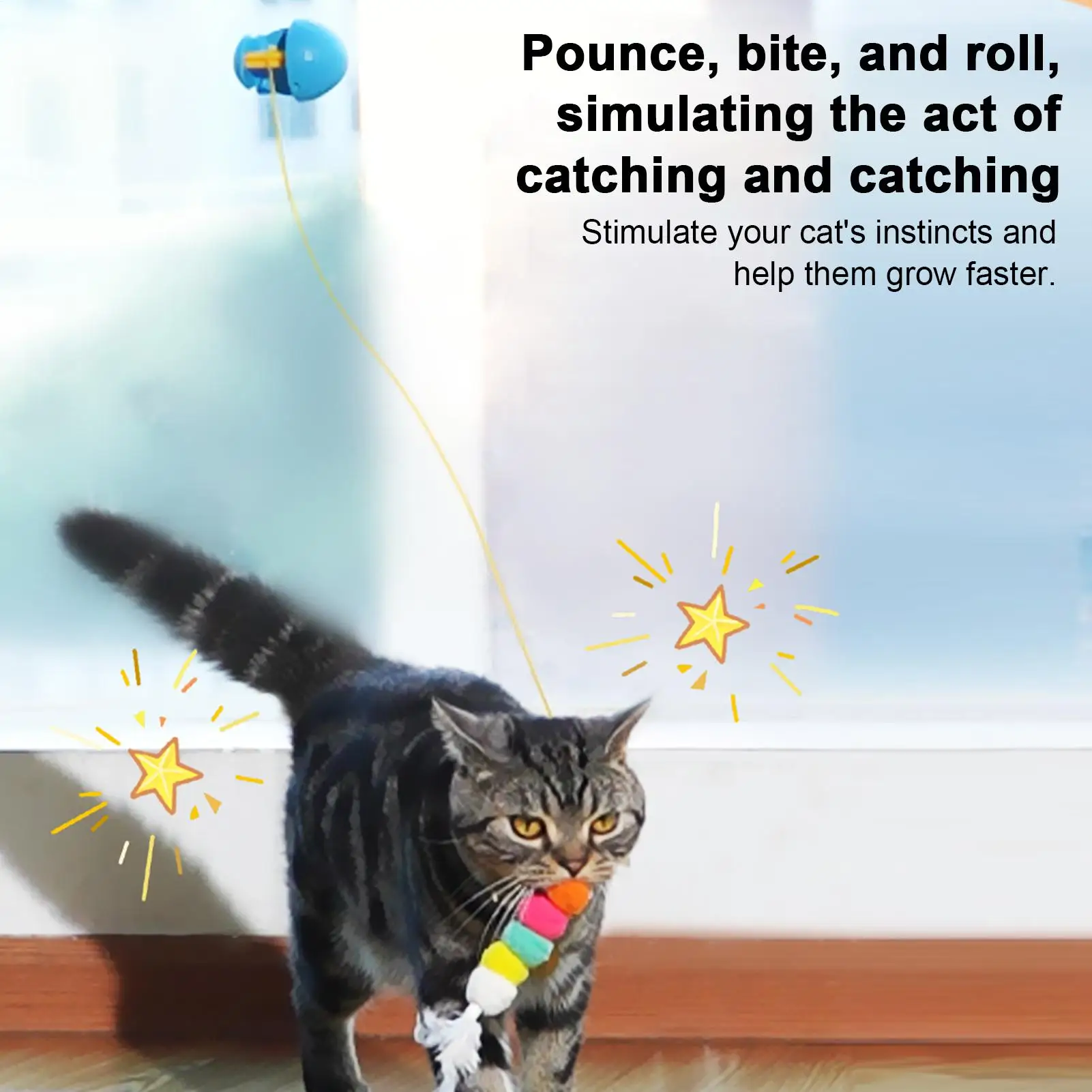 Interactive Toy For Indoor Cats Bite-Resistant Animals Companion Retractable Rope Cat Interactive Toy For Bedroom Study Room