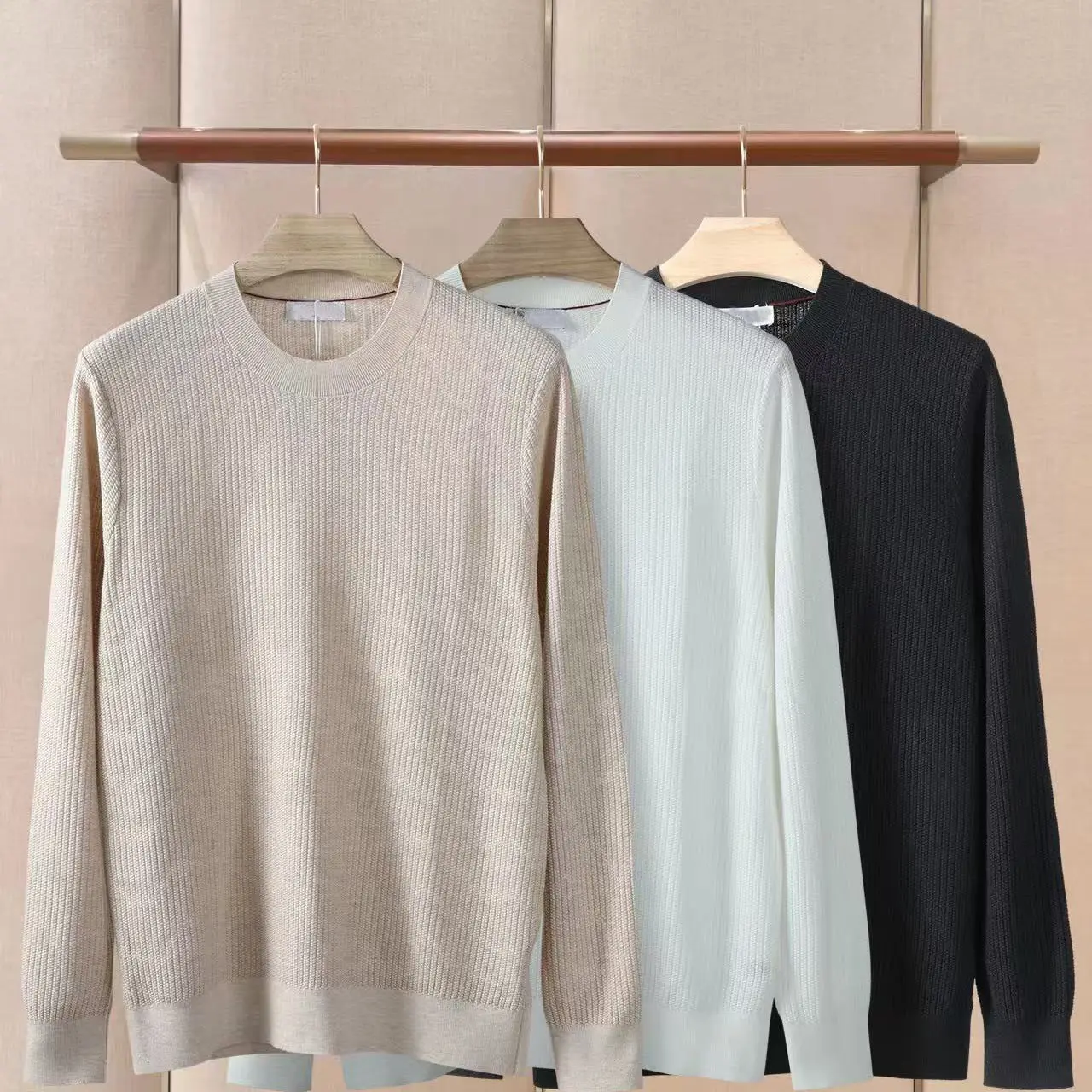 BC Italian autumn and winter new old money style men's knitted sweater casual solid color simple round neck long-sleeved top
