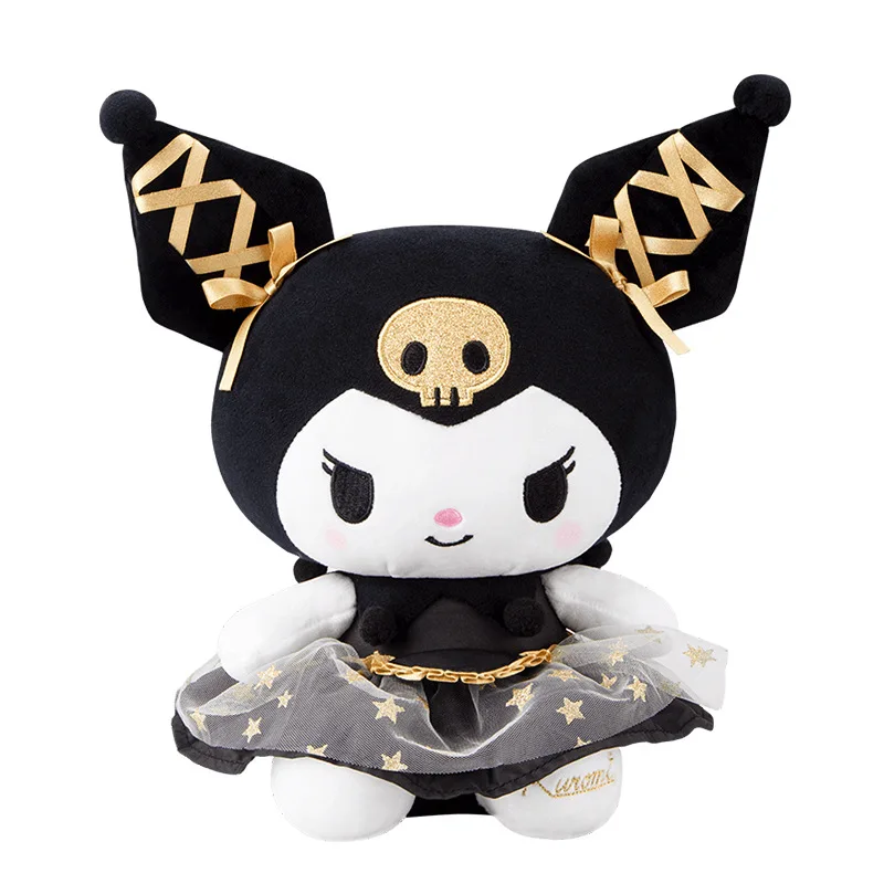 Sanrio-muñeco de peluche de Hello Kitty para niños, muñeco de boda de Oro Negro genuino, decoración de habitación de dibujos animados, mochila colgante, juguete de regalo para niños