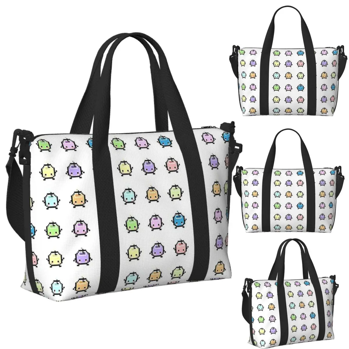 

Custom Stardew Valley Pastel Junimos Beach Travel Bag Large Capacity Tote Bags for Gym Sport Women Shopping Duffle Shoulder Bag