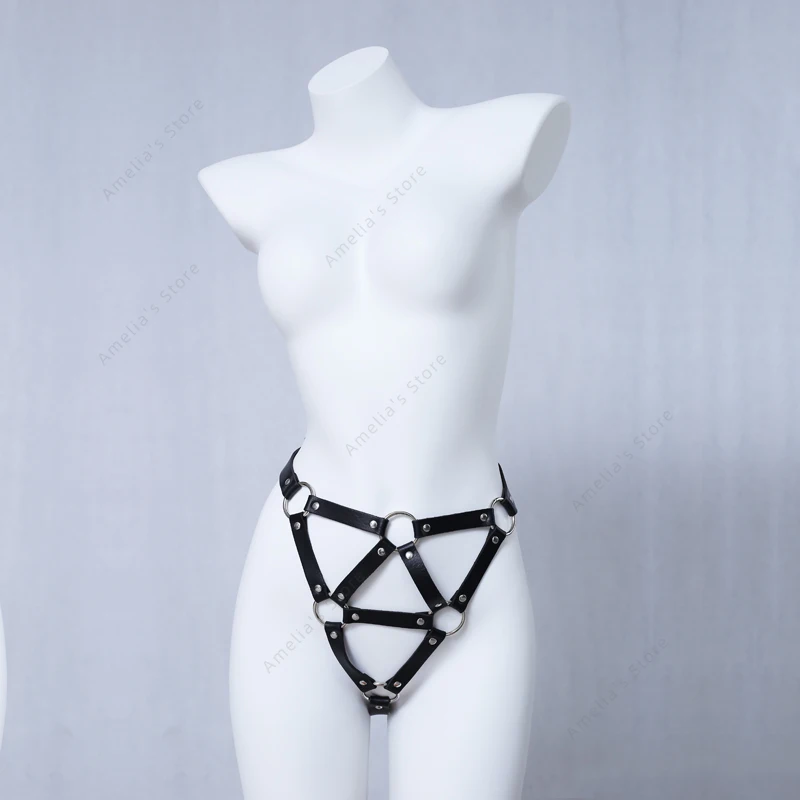 

Adjustable Leather Thong with Lock | Open Crotch Underwear with Lockable Buckle Women